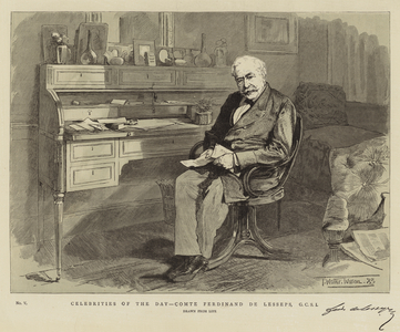 Celebrities of the Day, Comte Ferdinand de Lesseps, GCSI (engraving)