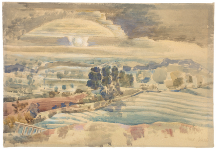 Sunrise over Valley, 1943 (watercolour and pencil on buff wove paper)