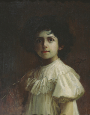 Portrait as a child of Yolande Louise of Savoy, c.1910 (oil on canvas)
