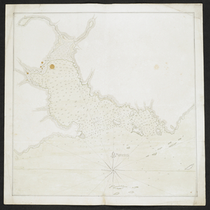 Chart of a coastline and islands.
