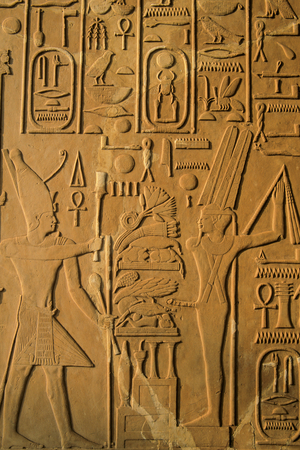 Detail of relief from Senusret I White Chapel at Karnak, Middle Kingdom; Depicts Horu…, 2001 (photo)