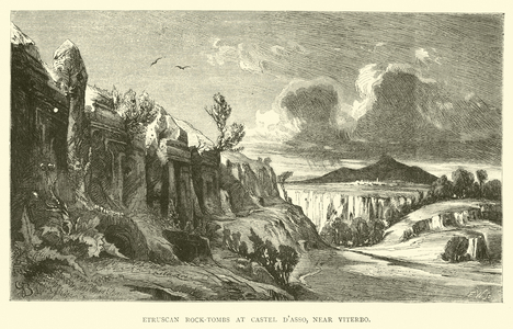 Etruscan Rock-Tombs at Castel d'Asso, near Viterbo (engraving)