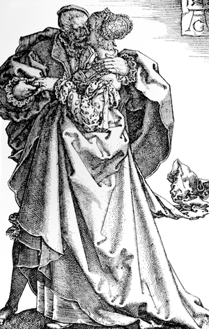 Dancing Couple by Heinrich Aldegrever or Aldegraf