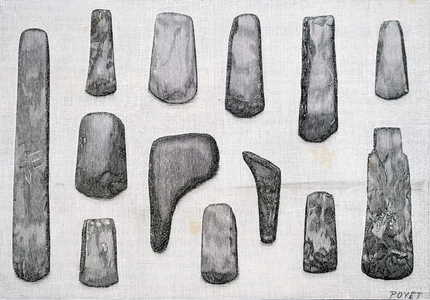 Collection of carved ground stone