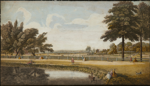 Kensington Gardens, c.1740-60 (hand-coloured engraving)
