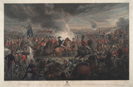 The Battle of Waterloo, 1819 (coloured engraving)