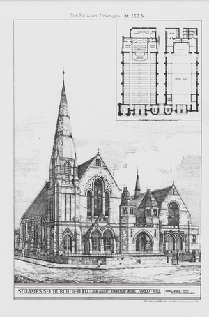 St James's Church and Hall to be built at Stanstead Road, Forest Hill (engraving)