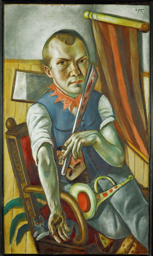 Selfportrait as a clown (painting on canvas)
