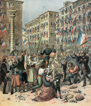 French troops enter Milan, 1893 (illustration)