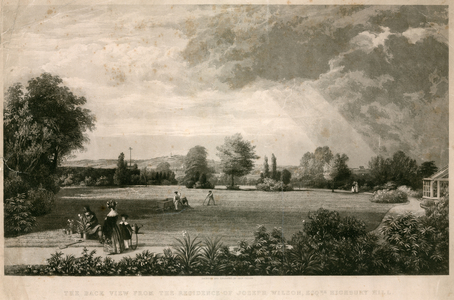 The back view from the residence of Joseph Wilson, Highbury Hill (engraving)