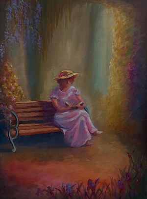 Iris Reading, 2025, (oil on canvas)
