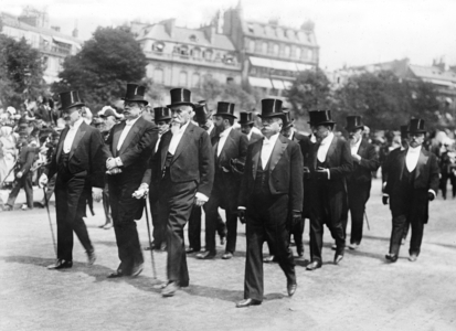 State funeral on May 26, 1911 for Maurice Berteaux (1852-1911), French Minister of War. french ministers Joseph Caillaux, Jean Cruppi, Antoine Perrier, Theophile Delcasse