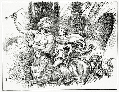 Hercules and Chiron, from 'The Book of Myths' by Amy Cruse, 1925 (litho)