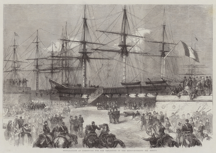 Preparations at Cherbourg for the Departure of the Reinforcements for Mexico (engraving)
