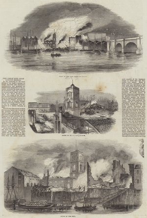 The Great Fire near London Bridge (engraving)