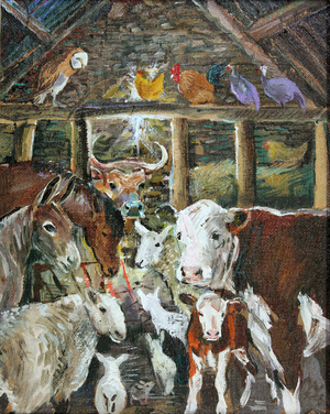 The Barn at Christmas, 2014 (oil on canvas)