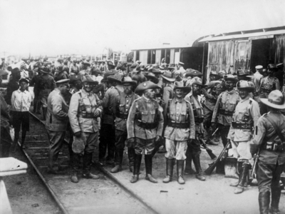 German colonial troops in German Southwest Africa, 1916 (b/w photo)