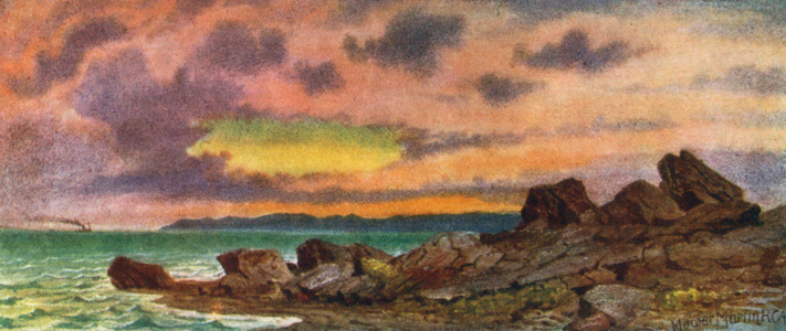 Stormy Sunset, Coast near St John, New Brunswick (colour litho)