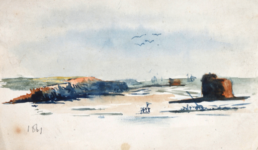 Looking West from Wimereux,  (watercolour)