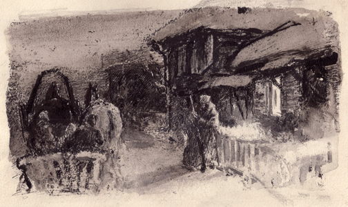 Illustration from "The Other Side" by Viktor Kin, 1960 (gouache on paper)