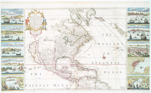 A new and correct map of the trading part of the West Indies, 1741 (hand coloured print)
