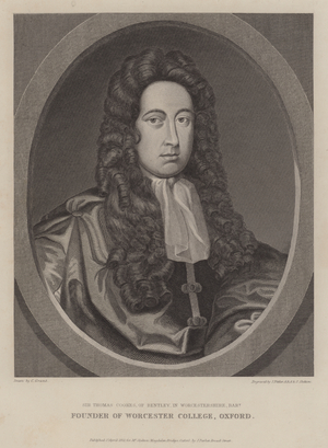 Sir Thomas Cookes, founder of Worcester College, Oxford (engraving)