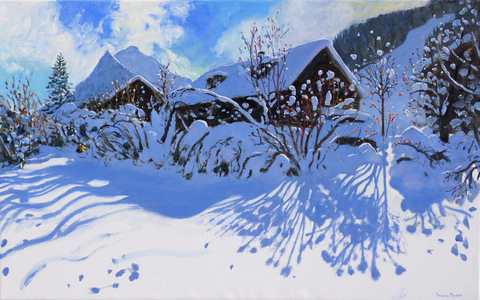 Fresh snow, Morzine Village, 2015 (oil on canvas)