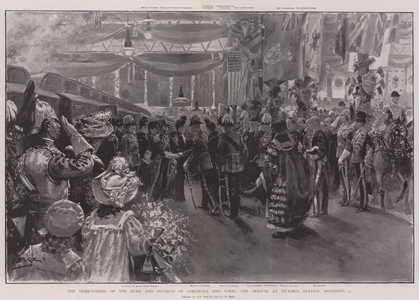The Home-Coming of the Duke and Duchess of Cornwall and York, the Arrival at Victoria Station, 2 November (litho)
