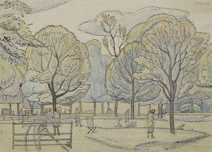 An afternoon in the park, 1921 (pen & black ink & pastels)
