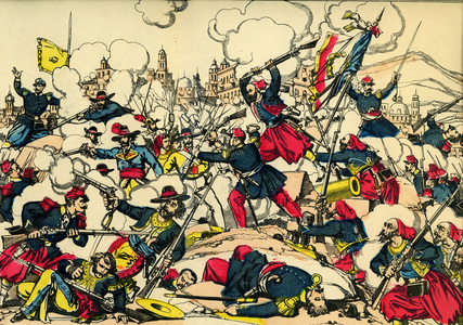 Mexican War Capture of Puebla by the French Expeditionary Force on May 5, 1862 with his head the General de Lorencez Imagery of Epinal Pellerin circa 1900