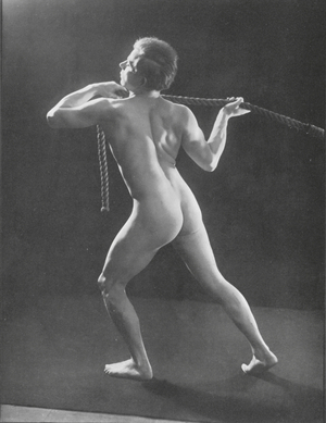 Living Sculpture: The Strong Pull (b/w photo)