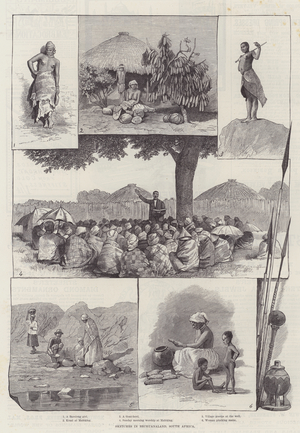 Sketches in Bechuanaland, South Africa (engraving)