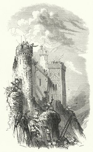 Henry the Blind, Count of Luxembourg, besieging Bouillon Castle, 1141 (engraving)