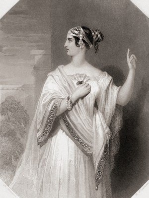 Portia, principal female character from Shakespeare's play Julius Caesar. From Shakespeare Gallery, c.1840 (engraving)