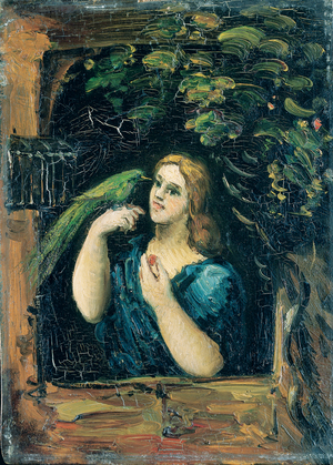 Woman with a Parrot (La Femme au perroquet), 1862-64 (oil on boxwood)