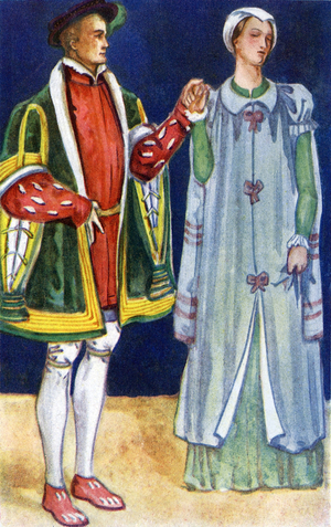 Couple 's costume in reign of Edward VI (1547-1553)