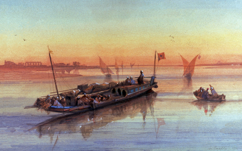 Felucca s on the river Nile, around Thebes, 1854 (Painting)