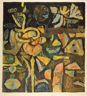 The Garden Island, c.1960 (screenprint & crayon on paper)