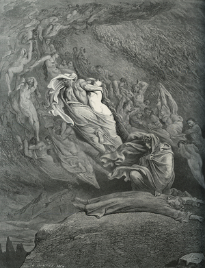 Illustration for The Divine Comedy - Hell (La Divina Commedia, L'Inferno) by Dante, 19th century (engraving)