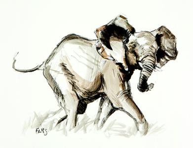 elephant trot, 2013 (mixed media on paper)