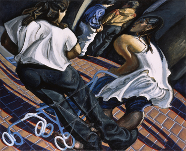 Mission Street Family, 1994 (mixed media on burlap)