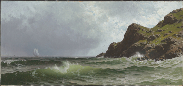 Sailing Off The Coast (oil on canvas)