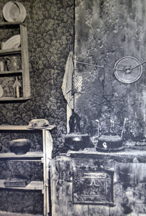 World War Two: German army postcard depicting an exhibition held in Vienna to show poor living conditions in Russia, 1942