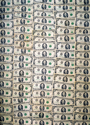 Rows of 100 American Dollars notes (paper)