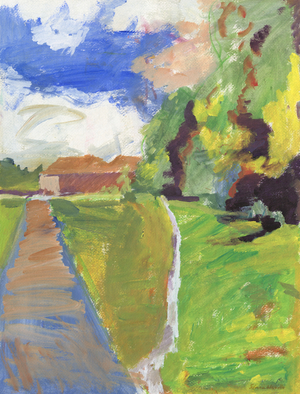Pavement & shortcut to houses, 2024 (acrylic on paper)