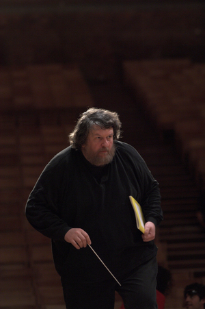 Oliver Knussen -  British composer and conductor in rehearsal at Snape Maltings