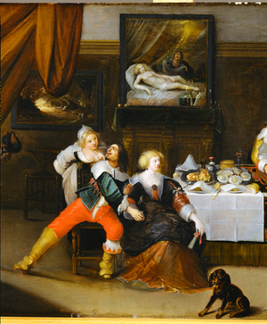 Society scene, a picture of Danae on the rear wall (painting on oakwood)