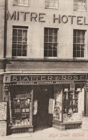 Mitre Hotel and Slatter and Rose, High Street, Oxford (b/w photo)