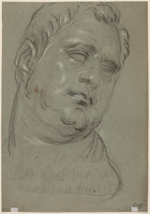 Head of a man, after the antique (verso) (black and white chalk on blue paper)