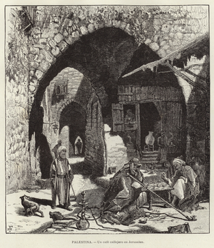 Palestina, Un cafe callejero en Jerusalen (engraving)
